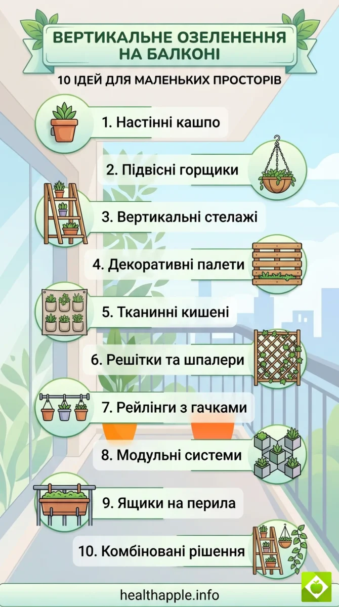 Інфографіка: Вертикальне озеленення на балконі