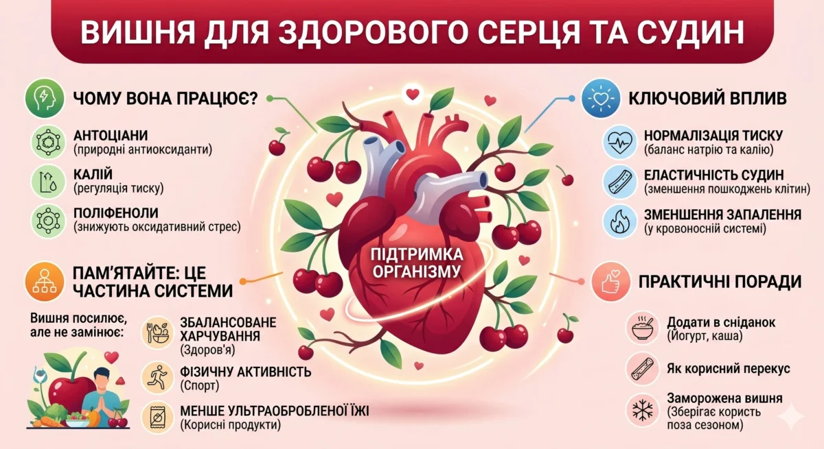 Інфографіка "Вишня для здорового серця та судин"