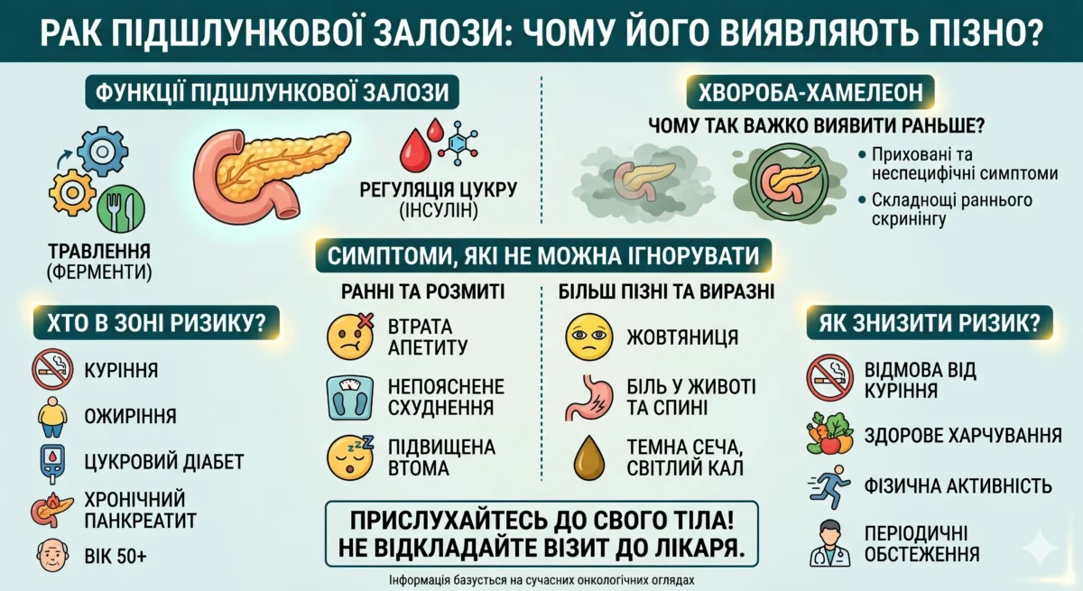 Інфографіка Рак підшлункової залози: чому його виявляють пізно?